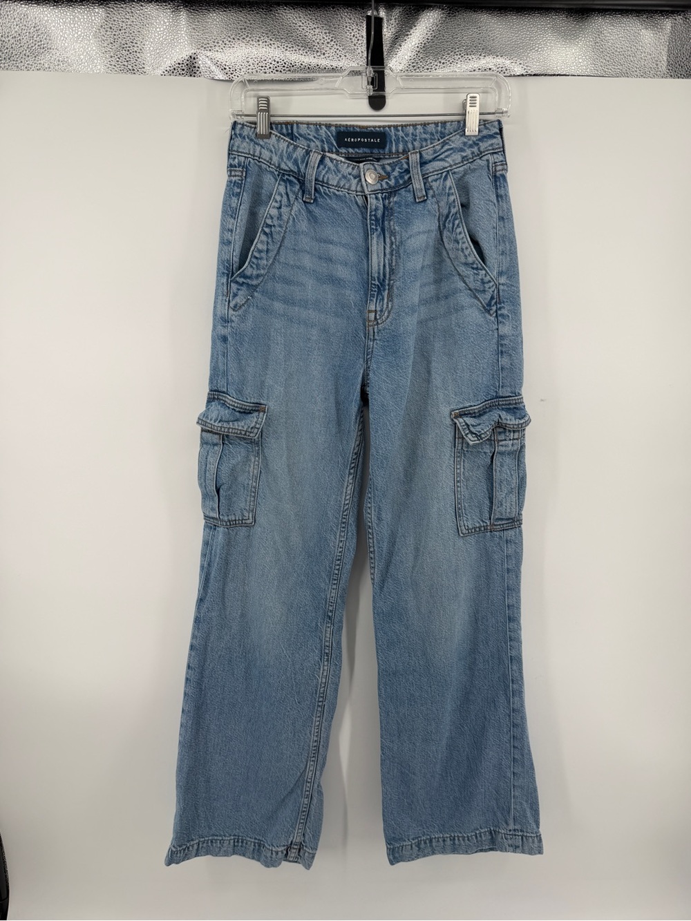 Y2K Gorpcore Skater High Rise Wide Leg Denim Cargo Pants‎ Aeropostale Jeans Sz4